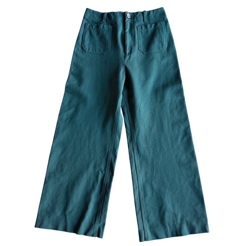 by Anthropologie Green Wide Leg High Rise Pants Casual Trousers Sz 10